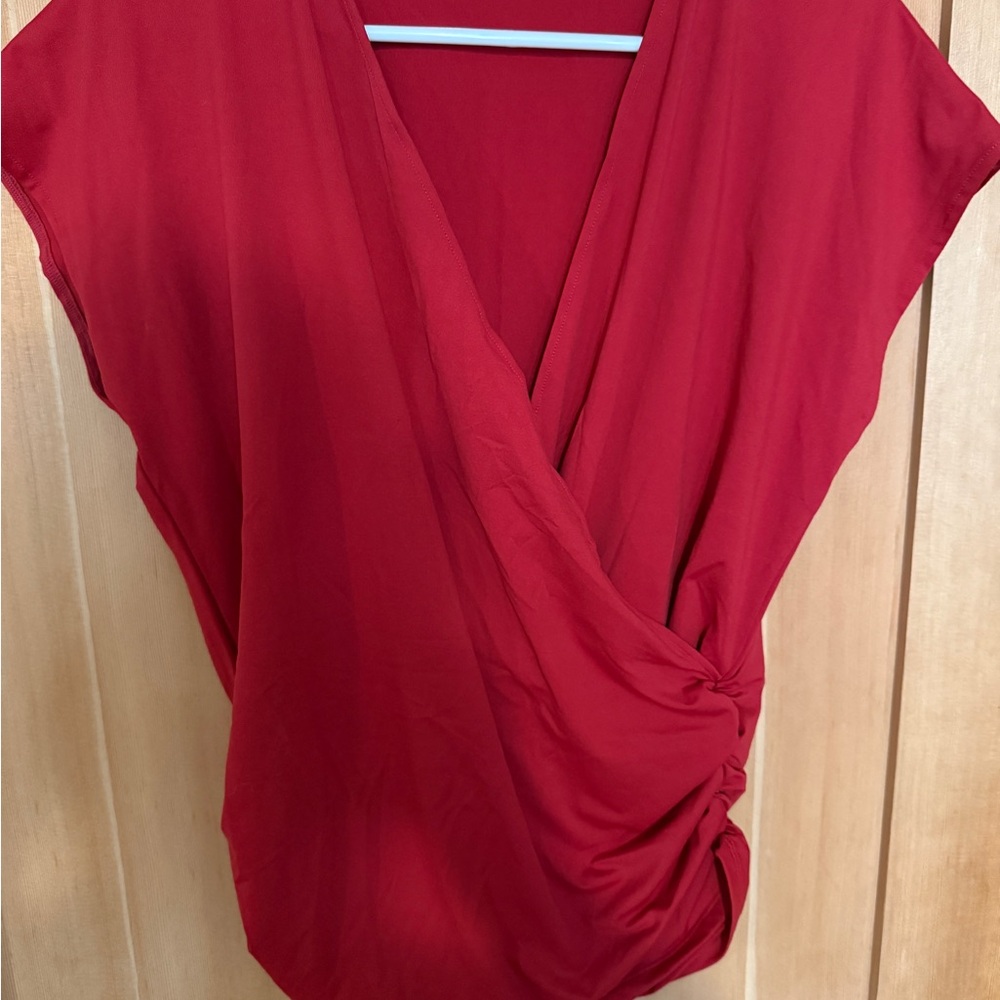 HALARA Deep Red Draped Women's Blouse